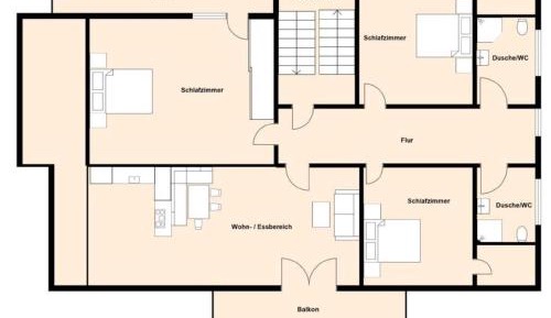 Three-Bedroom Apartment with Shower