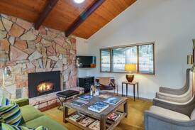 Arnold House | Bright, dog-friendly home nestled in the forest w/ a gas fireplace & great deck