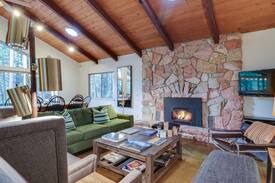 Arnold House | Bright, dog-friendly home nestled in the forest w/ a gas fireplace & great deck