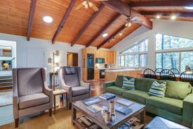 Arnold House | Bright, dog-friendly home nestled in the forest w/ a gas fireplace & great deck