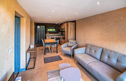 Marcoux Apartment | This beautiful and modern vacation home welcomes you with a breathtaking mountain view.